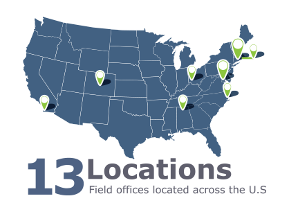 13 locations. Field offices located across the U.S.