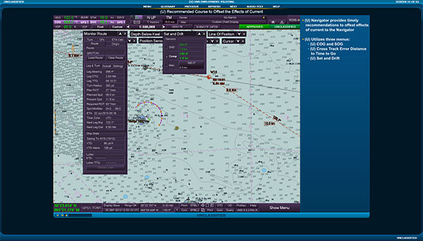 Screenshot from a Submarine On Board Training course.